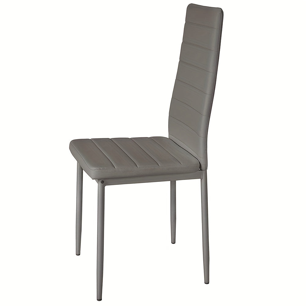 Set van 6 Eetkamerstoelen – Grijs Kunstleer met Stevige Metalen Poten – Moderne en Comfortabele Stoelen voor Keuken of Eetkamer