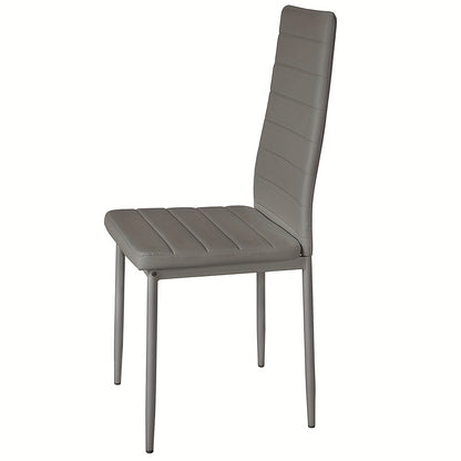 Set van 6 Eetkamerstoelen – Grijs Kunstleer met Stevige Metalen Poten – Moderne en Comfortabele Stoelen voor Keuken of Eetkamer