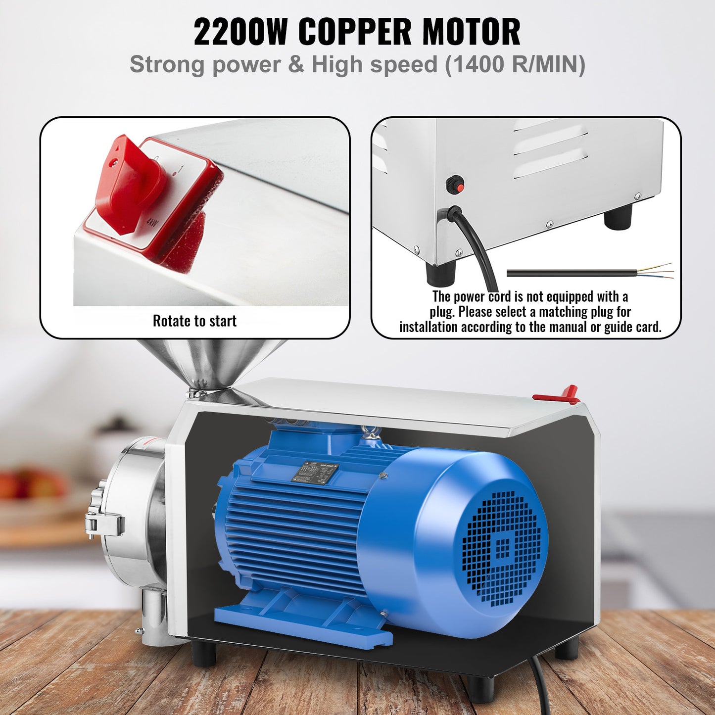 Graanmolen – Graanmaler – Kruidenmolen - Elektrische Molen – Meelmolen – Krachtige 2200W Motor – Rvs Behuizing