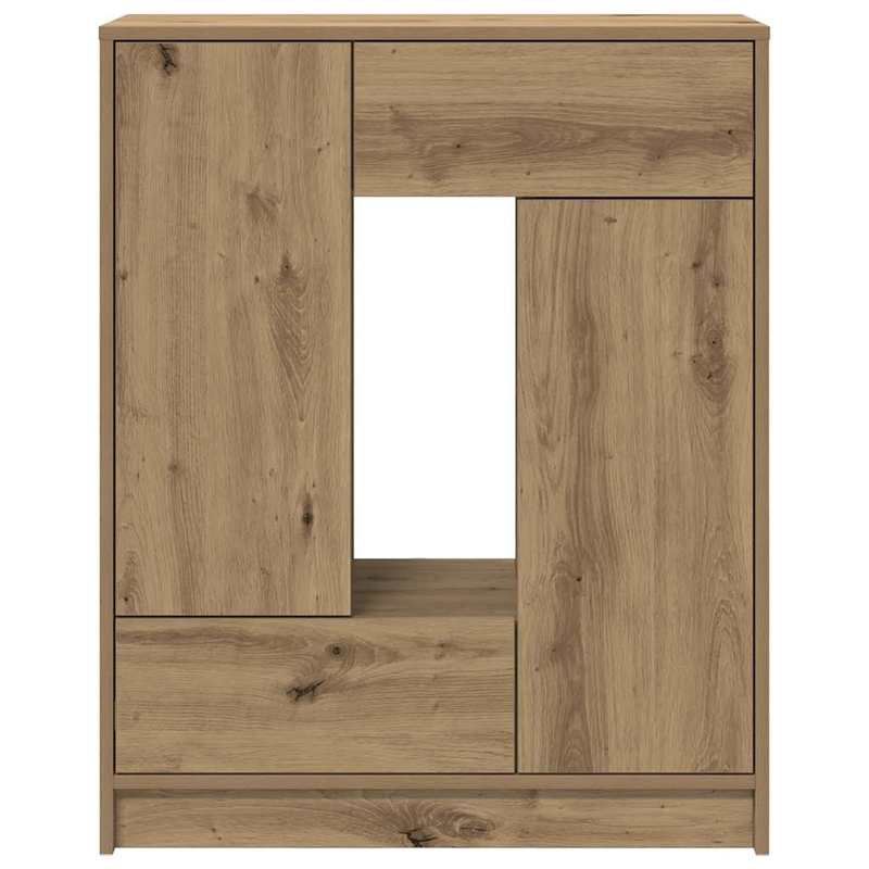 Lockable Modern Farmhouse Storage Cabinet with Doors & Drawers - Heavy-Duty Hardwood Construction, Spacious Floor-Standing Sideboard with Open & Closed Storage, Natural Wood Grain for Living Room, Bedroom, Kitchen - Rustic El