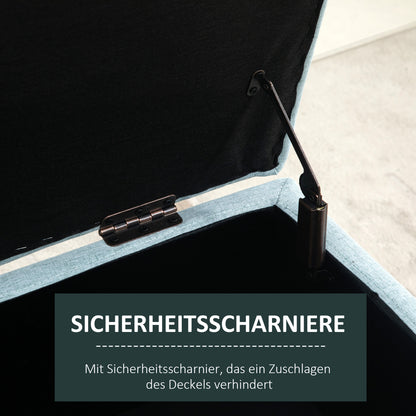 Opbergbank – Opbergbank – Bankje – Zitbank – Poef – Linnen-Look Kussen – Massief Houten Poten – 110x39x45 cm – Lichtgroen