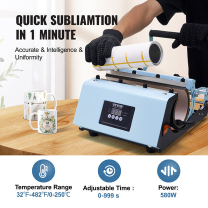 Bekerpers – Mokpers – Sublimatiepers – Thermosflespers – Steel – Geschikt Voor 11-30 Oz Mokken – Touchscreen Met Instelbare Tijd En Temperatuur