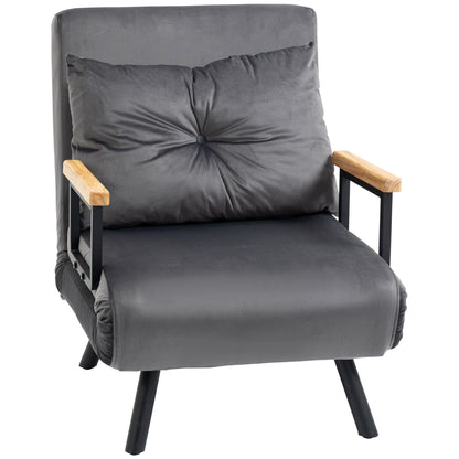 Relaxfauteuil – Relaxstoel – Recliner – Leesstoel – Lounge Chair – Donkergrijs – Scandinavisch Design – Verstelbare Rugleuning – Kussen Met Button Tufting