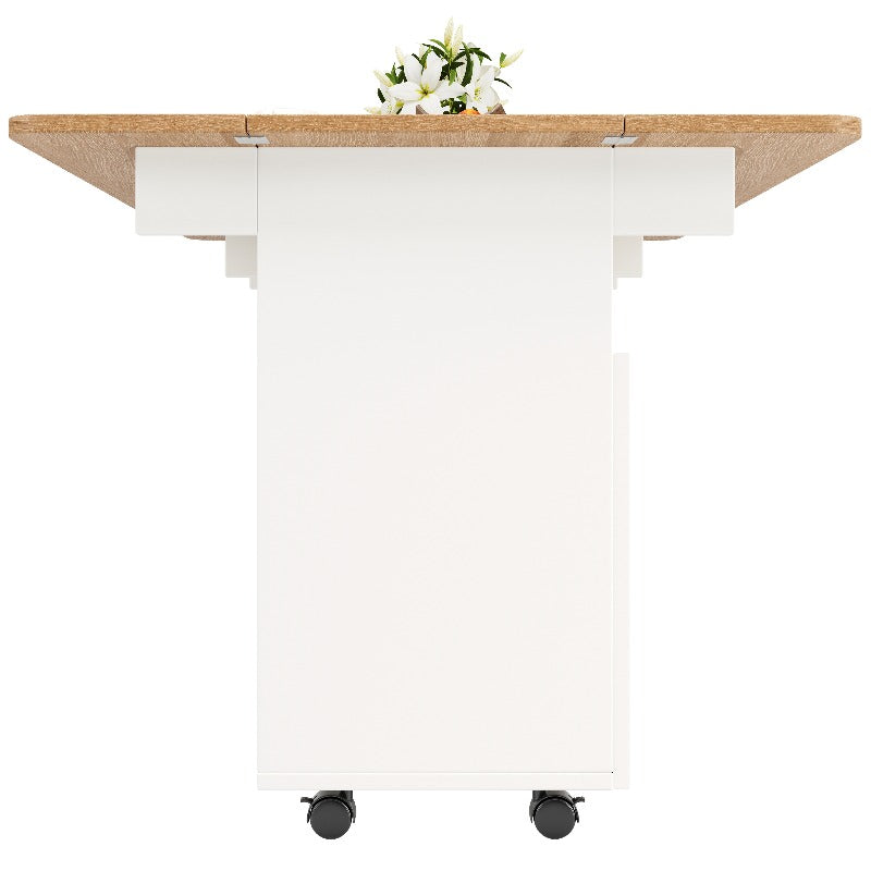 Keukeneiland – Keukenwagen – Buffetkast – Servieskast – Mobiele Trolley – Metalen Frame – Houten Werkblad