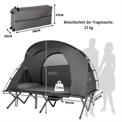 Campingtent – Kampeertent – Tent – Koepeltent – Kampeerset – Voor 2 Personen – Verhoogd Campingbed – Zelfopblazende Matras – Waterbestendig PVC