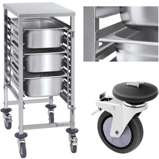 Gastronomic Transport Trolley for 7x GN1/1 Containers, Load Capacity up to 50kg