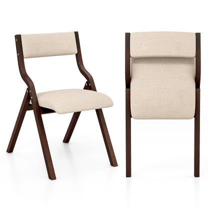 Klapstoel – Vouwstoel – Eetkamerstoel – Opklapbare Stoel – Bijzetstoel – Stevig Houten Frame – Comfortabel Linnen Zitting – Set Van 2