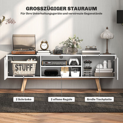 TV-kast – Tv-meubel – Lowboard – Mediameubel – Wandmeubel – Wit – Geschikt voor tv tot 65 inch – Kabelmanagement en ruime opbergladen