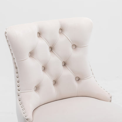 Barkrukken – Barstoelen – Barstoelenset – Keukenstoelen – Barstoelen Met Rugleuning – Set Van 2 Beige Velvet – Button-Tufted – Stevig Metalen Frame – Chrome Nagelrand – Comfortabel En Duurzaam