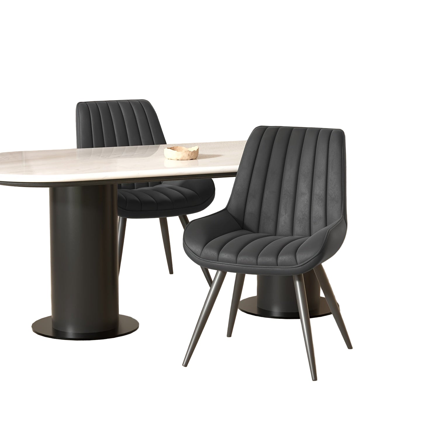 Eetkamerstoel – Stoel – Keukenstoel – Bureaustoel – Barstoel – Set van 2 – Zwart – Comfortabele Dikke Foamvulling – Stevig Metalen Frame