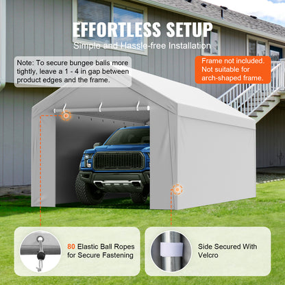 Carport Zeil – Canopy Doek – Carporthoes – Garage Tent Zeil – Vervangingshoes 10x20 ft – Waterdicht PE Materiaal – UV50+ Bescherming