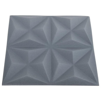48 st Wandpanelen 3D origami 12 square meter 50x50cm grijs