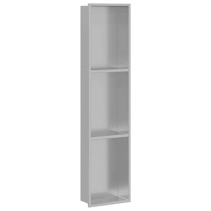 Inbouwdouche Niche – Douchenis – Doucheschelp – Opbergnis – Badkamernis – Zilverkleurig Roestvrij Staal – 90 x 20 x 9,5 cm – Eenvoudige Installatie Zonder Tegelwerk