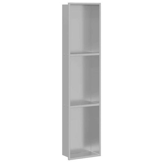 Inbouwdouche Niche – Douchenis – Doucheschelp – Opbergnis – Badkamernis – Zilverkleurig Roestvrij Staal – 90 x 20 x 9,5 cm – Eenvoudige Installatie Zonder Tegelwerk
