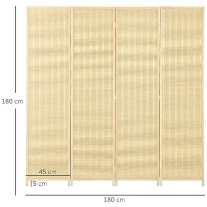 Kamerscherm – Kamerscheiding – Roomdivider – Scheidingswand – Privacy Scherm – Natuurlijke Massief Dennehouten Frame – Handgeweven Katoen en Bamboe – 180 x 180 cm – Inklapbaar en Direct Gebruiksklaar