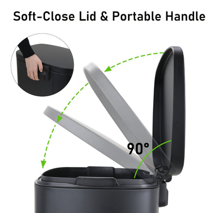 Prullenbak – Afvalbak – Vuilnisbak – Waste Bin – Afvalemmer – 55 Liter + 5L Binnenemmer – Roestvrij Staal – Voetpedaal Met Stil Sluitmechanisme – Anti-vingerafdruk Coating