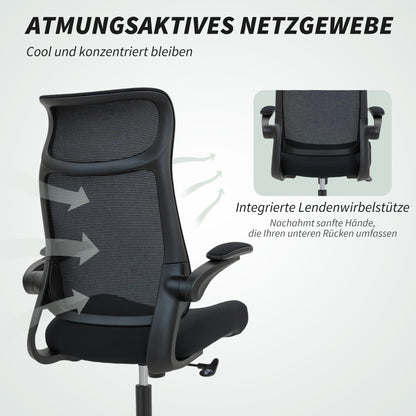 Bureaustoel – Ergonomische Stoel – Office Chair – Gamestoel – Computerstoel – 3D-Verstelbare Armleuningen – Mesh Rugleuning – S-vormige Rugsteun – Kantelfunctie – Zwart