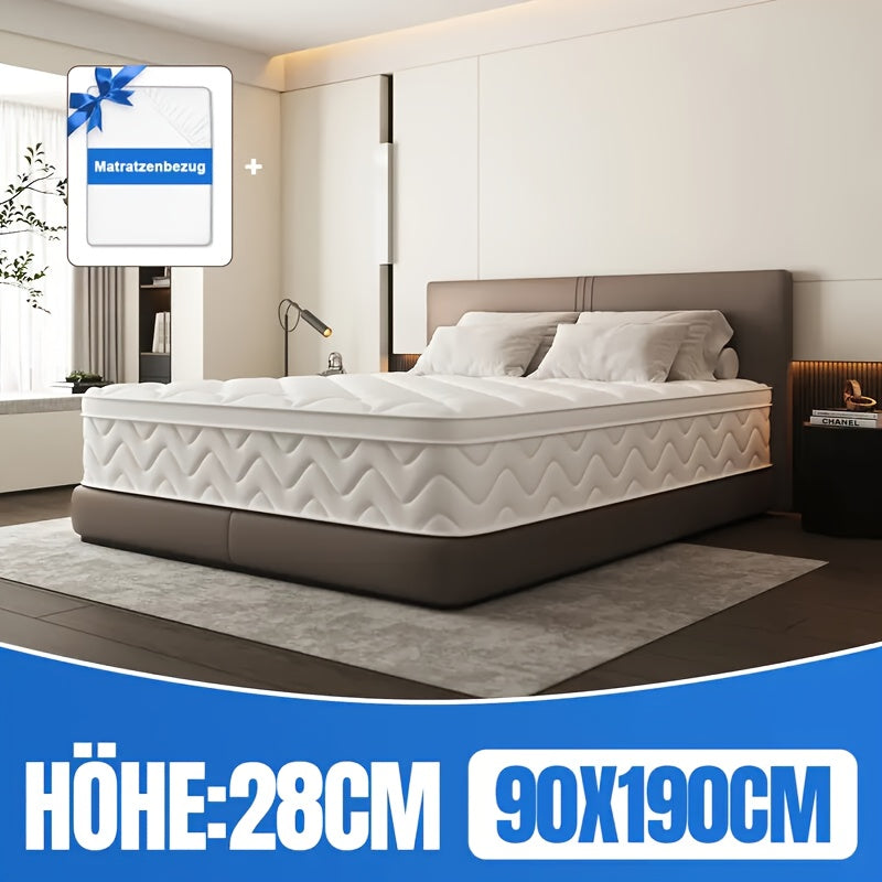 7-Zone Matras – Pocketvering Matras – Veer Matras – Matras Voor Volwassenen – Ergonomisch Matras – 90x190x28 cm – Medium Stevig (H3) – Katoenen Hoes