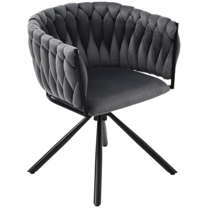 Draaifauteuil – Fauteuil – Lounge Stoel – Zithoek Stoel – Bureau Stoel – Velvet Bekleding – Metalen Onderstel – 360° Draaibaar – Max. 150 kg Belastbaar - Grijs