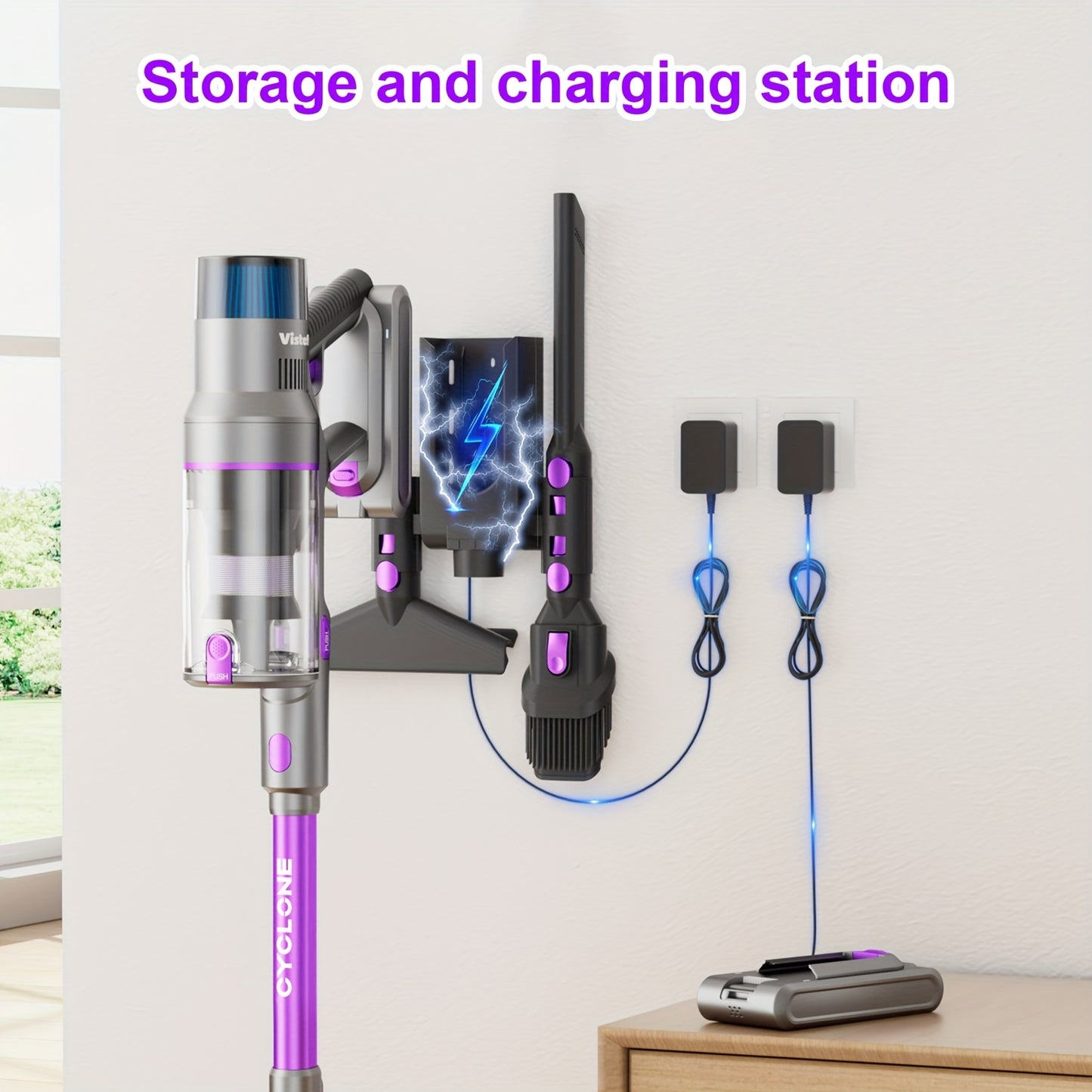 Steelstofzuiger – Draadloze Stofzuiger – Handstofzuiger – Snoerloze Stofzuiger – Zakloze Stofzuiger – 500W Motor – 60 Min Batterijduur