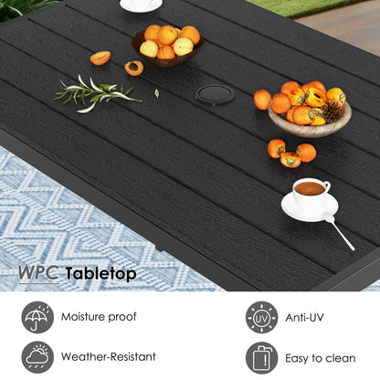Tuinset Tafel – Tuinmeubel – Terrastafel – Balkonset – Buitenmeubel – Aluminium Frame – WPC Blad – Parasolgat – 110x70 cm – Lichtgewicht