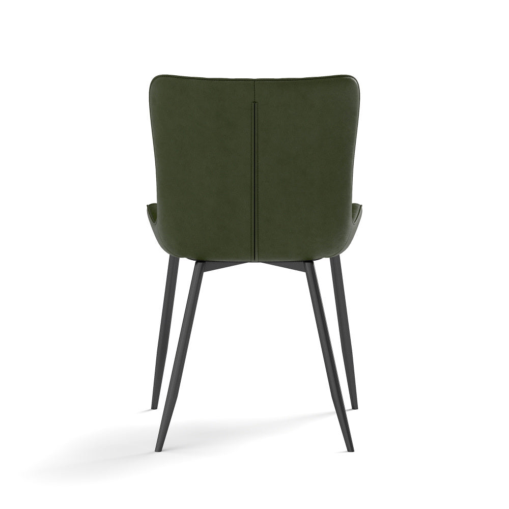 Groene Eetkamerstoelen – Stoelen – Dining Chairs – Armloze Stoelen – Keukenstoelen – PU-Lederen Zitting – Stevig Massief Hout Frame