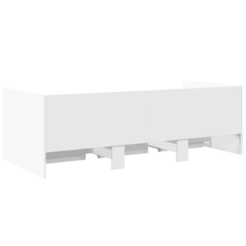 Bedbank – Slaapbank – Slaapsofa – Logeerbed – Sofa Bed – Wit – 90x200 cm – Massief Hout – Met Opberglades