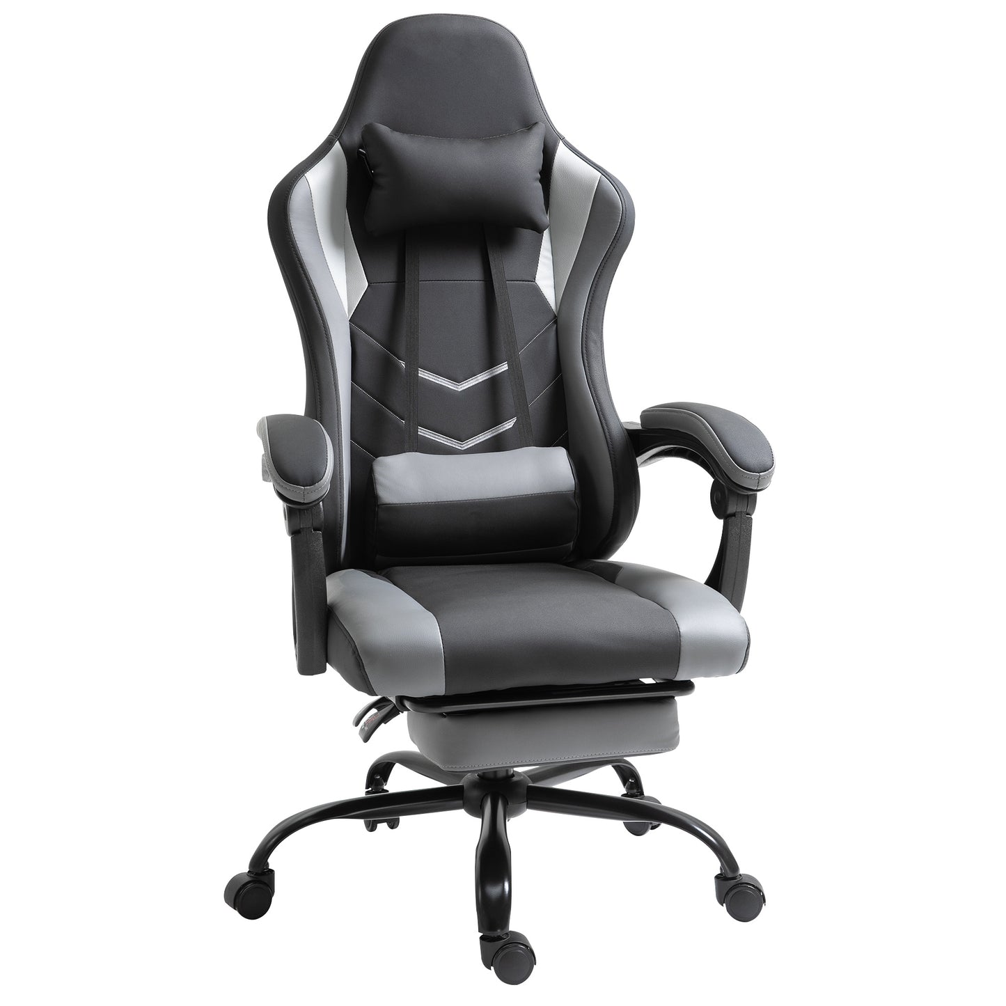 Ergonomische Gamingstoel – Bureaustoel – Draaistoel – Stoel Met Lendensteun – Gamingstoel Met Voetensteun – Verstelbare Rugleuning Tot 160 Graden – Hoogte Verstelbaar 62x52x128 cm – Zwart
