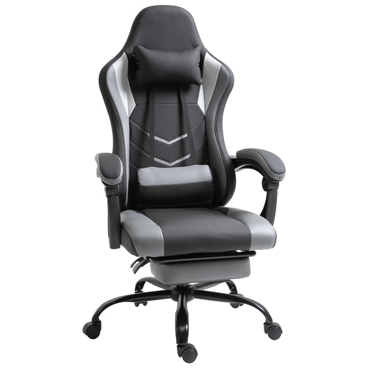 Ergonomische Gamingstoel – Bureaustoel – Draaistoel – Stoel Met Lendensteun – Gamingstoel Met Voetensteun – Verstelbare Rugleuning Tot 160 Graden – Hoogte Verstelbaar 62x52x128 cm – Zwart