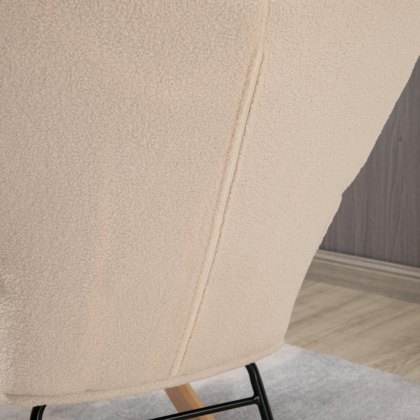 Retro Schommelstoel – Schommelstoel – Schommelstoel Met Armleuning – Relaxstoel – Houten Schommelstoel – Massief Hout – Compact Formaat 98x71x101 cm – Beige