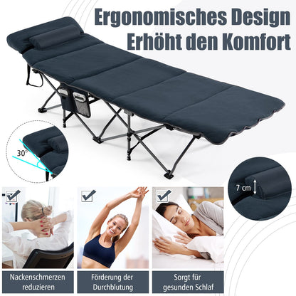 Opvouwbaar Campingbed – Veldbed – Outdoor Bed – Strandbed – Draagbaar Bed – Inclusief Matras En Kussen – Stevige Metalen Frame – Maximaal 150 Kg Belastbaar