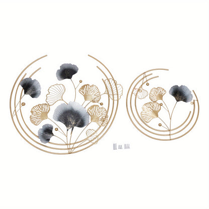 Muurdecoratie – Wanddecoratie – Wandbord – Wandkunst – Wandversiering – Gouden 3D Metalen Design – Set Groot 69cm & Klein 47cm