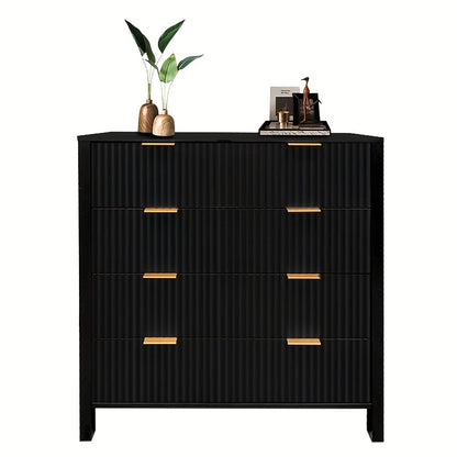 Ladekast – Commode – Kast – Dressoir – Ladeblok – Zwart – 4 Ruime Lades – Duurzaam MDF Met Metaal