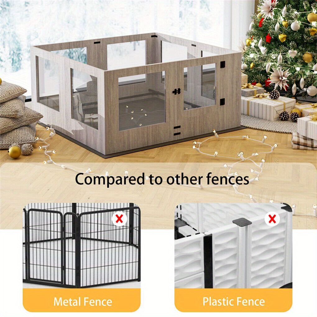 Honden Werpkist – Puppy Bench – Hondenren – Puppy Playpen – Hondenbox – Veilig Glas – Waterdichte Pad – 120x118,6x60 cm – Eenvoudig Schoon Te Maken