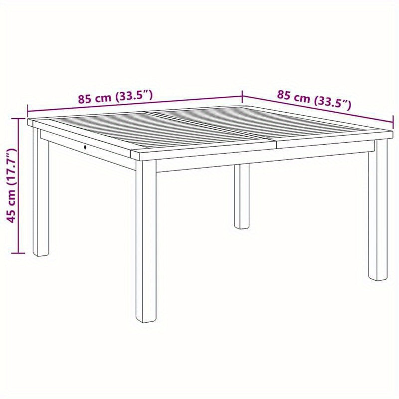 Coffee Table Bruin 85 X 85 X 45 Cm Solid Teak Wood Practical, Removable, Suitable for All Seasons