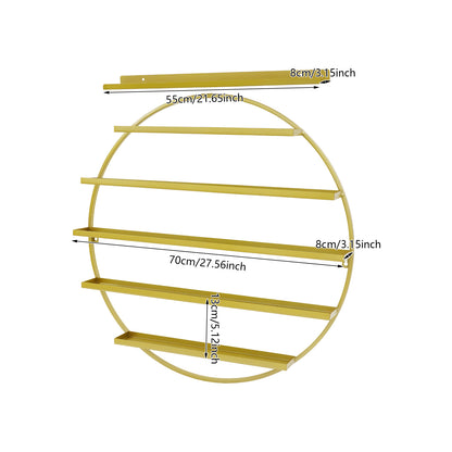 Circular Five-Layer Iron Nail Polish Gel Display Rack Six-Piece Set - Golden