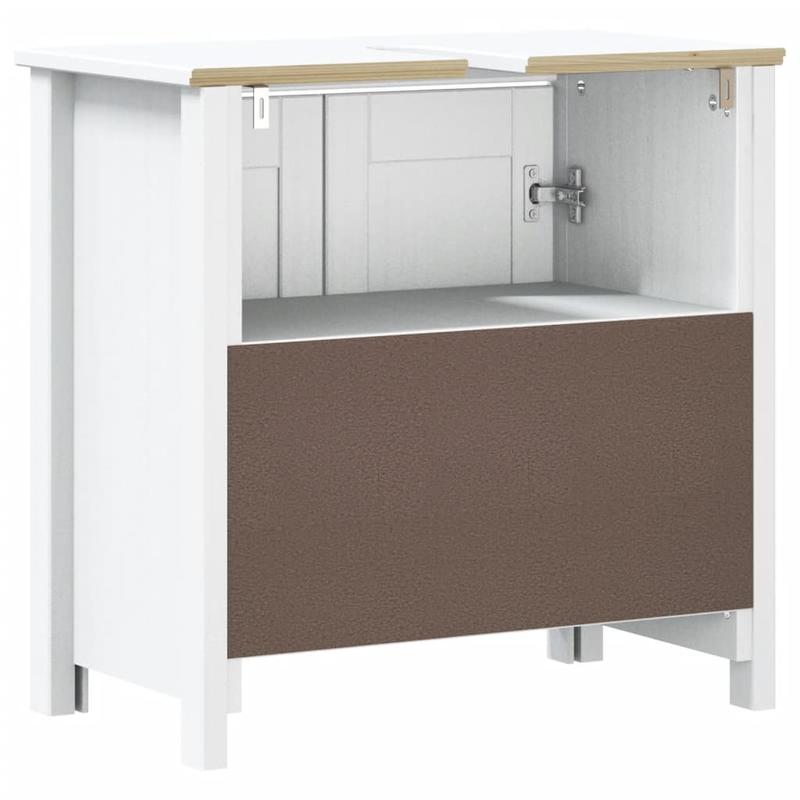 Wastafelmeubel – Badkamermeubel – Wastafelonderkast – Waskomkast – Onderbouwkast – Massief Grenenhout – Compact Ontwerp 60x34x59 cm – Wit