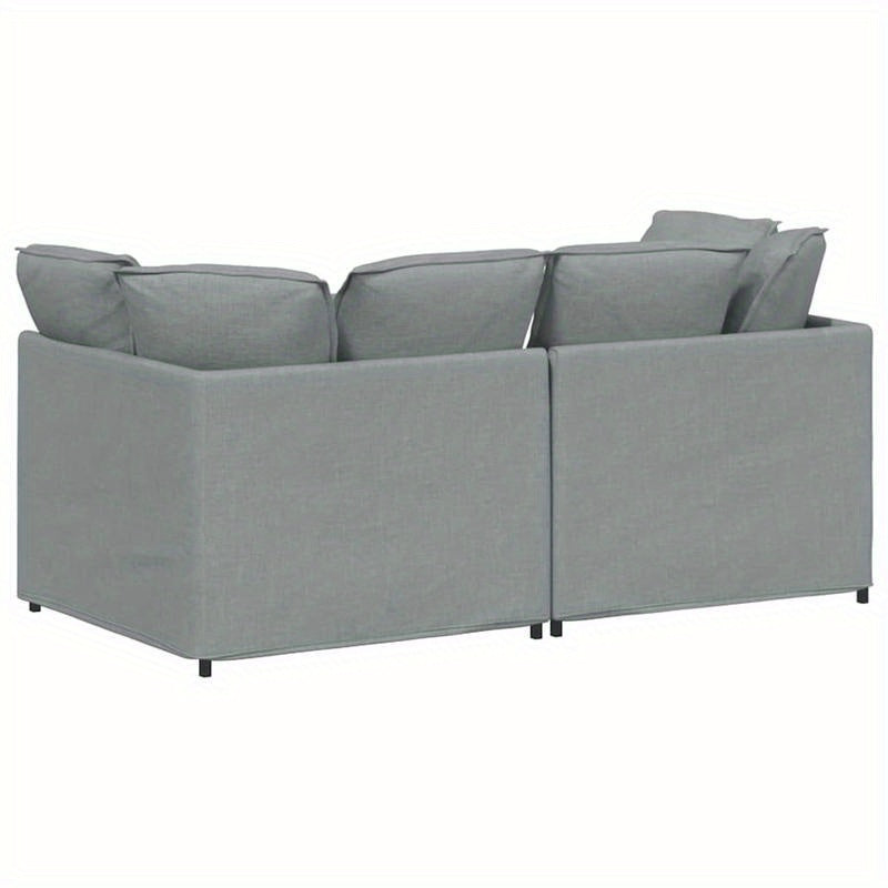 Modular Sofa with Cushions, Light Grey Fabric
