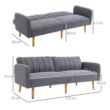 2-zits Slaapbank – Slaapbankje – Bedbank – Sofa Bed – Logeerbank – Rubberhout Frame – Ruimtebesparend Compact Design