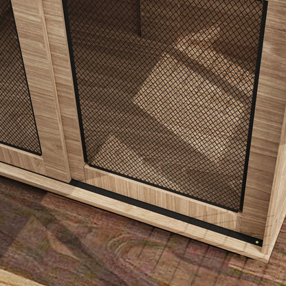 Hondenbench – Hondenhok – Dierenkooi – Hondenkooi – Reisbench – Duurzaam Spaanplaat – Schuifdeuren Met Slot – 98x60x78 cm – Lichtbruin