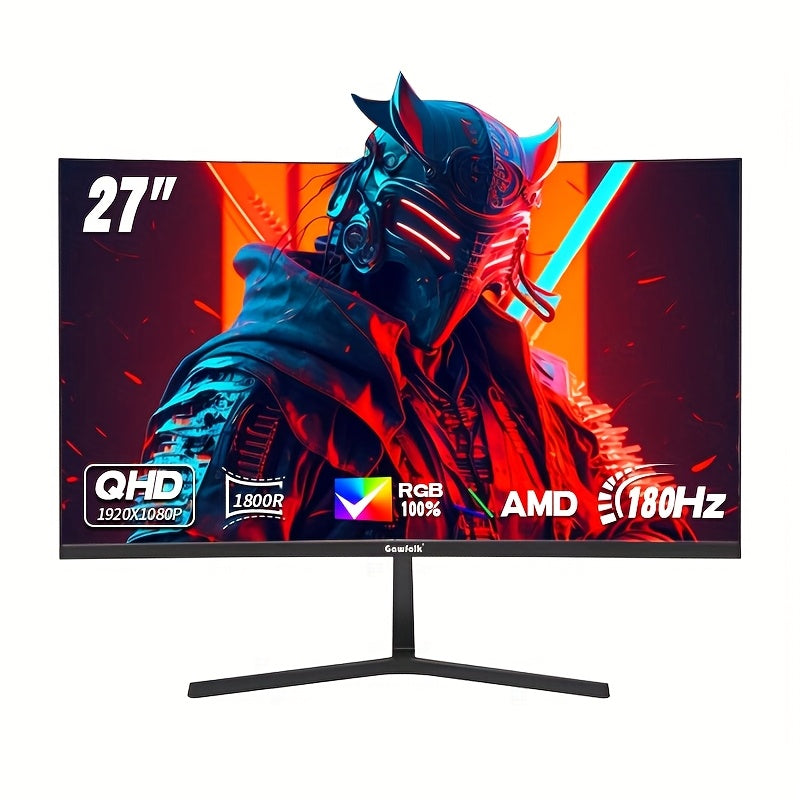 27 Inch Gaming Monitor – Curved Scherm – PC Beeldscherm – Computer Monitor – Monitor 180Hz – Full HD 1080p – FreeSync – Oogbescherming