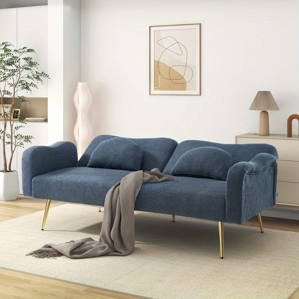 Slaapbank – Sofa Bed – Bedbank – Logeerbed – Zetelbed – 2-Persoons – Verstelbare Rugleuning – Met Gouden Metalen Poten
