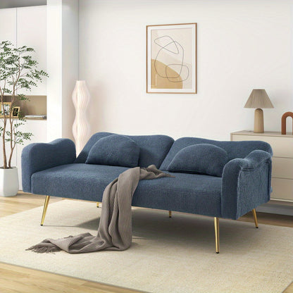 Slaapbank – Sofa Bed – Bedbank – Logeerbed – Zetelbed – 2-Persoons – Verstelbare Rugleuning – Met Gouden Metalen Poten