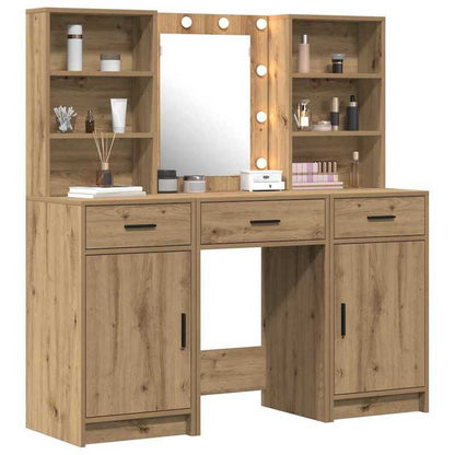 Kaptafelset – Kaptafel – Make-uptafel – Dressing Table – Toilettafel – Eikenkleur – Compact 50x41x135 cm – Duurzaam Plaatmateriaal