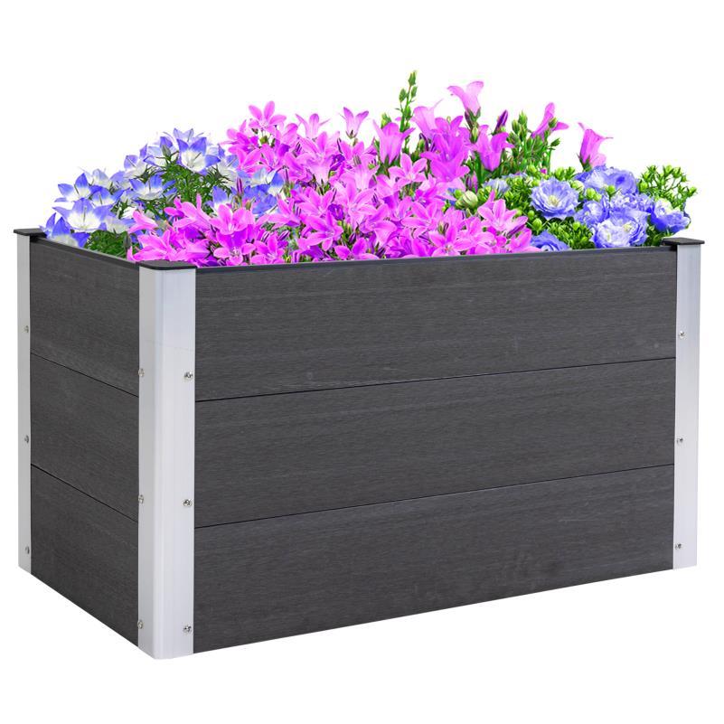 Verhoogde Plantenbak – Tuinbak – Plantbed – Bloembak – Moestuinbak – Weerbestendig WPC & Aluminium – 100x50x50 cm – Zonder Bodem – Makkelijk Montage
