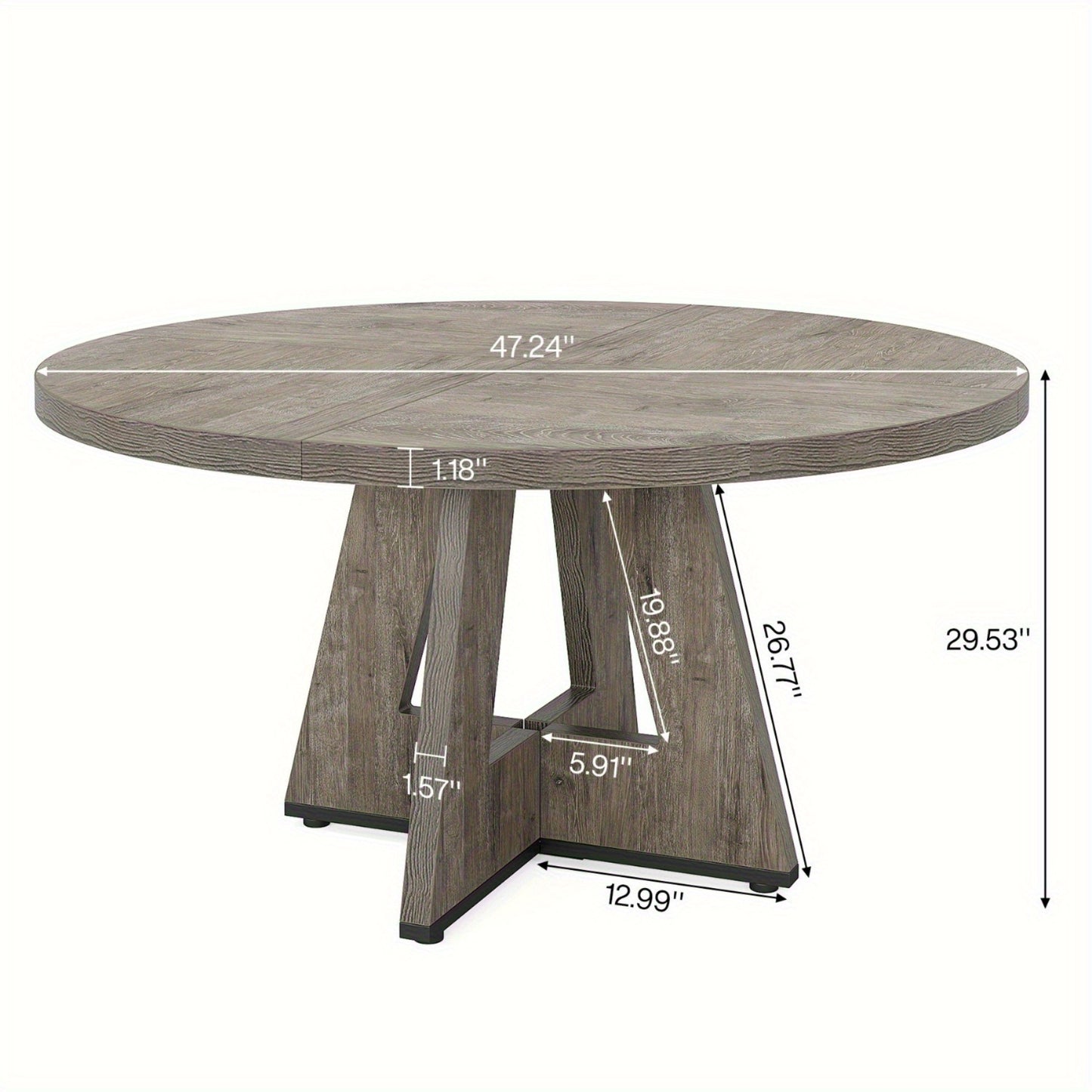 Eettafel – Dinertafel – Tafeltje – Keukentafel – Ronde Tafel – 119 cm Diameter – Ruimtebesparend MDF & Spaanplaat