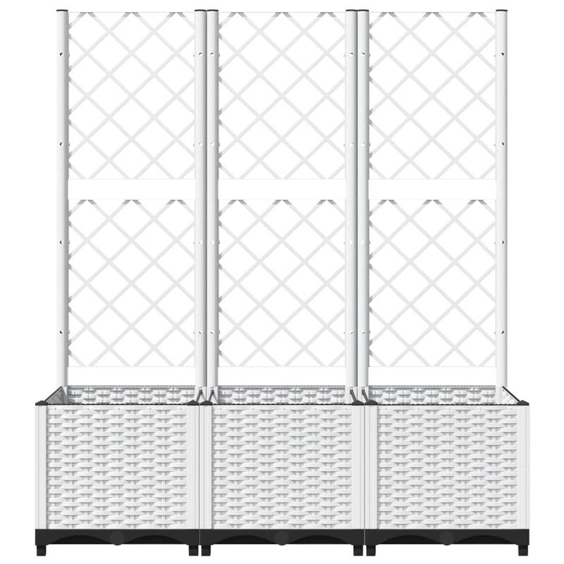Tuinbak – Plantenbak – Bloembak – Plantenbak Met Klimrek – Balkonbak – Wit – 120x40x136 Cm – Weerbestendig Polypropyleen
