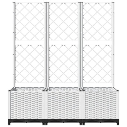 Tuinbak – Plantenbak – Bloembak – Plantenbak Met Klimrek – Balkonbak – Wit – 120x40x136 Cm – Weerbestendig Polypropyleen