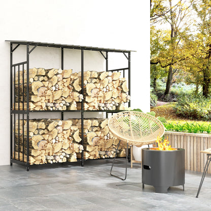 Houtopslag – Brandhoutrek – Haardhoutrek – Houtrek – Houtberging – Gepoedercoat Staal – Waterdicht Dak 1,17 m³ – Draagvermogen 100 kg