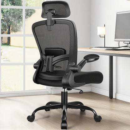 Ergonomische Bureaustoel – Kantoorstoel – Draaistoel – Werkstoel – Gamestoel – Verstelbare Lendensteun – 360° Rotatie – Donkergrijs